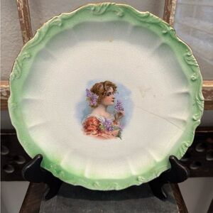 Vintage Decorative Plate with Woman Portrait